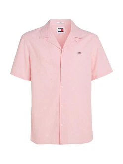 Tommy Jeans Hemd TJM LINEN BLEND CAMP SHIRT EXT Rosa/Lila