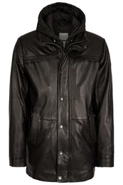 Lederjacke BUVILIO mit Stehkragen und Kapuze