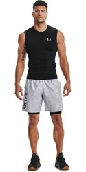 Under Armour T-Shirt HeatGear Armour UA HG ARMOUR COMP SL Grau/Silber/Dunkelblau/Schwarz