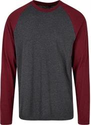 Build Your Brand Contrast Raglan Langarmshirt Herren Dunkelrot/Bordeaux