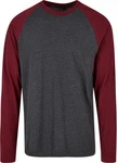 Build Your Brand Contrast Raglan Langarmshirt Herren Dunkelrot/Bordeaux