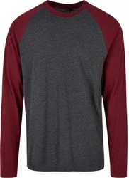 Build Your Brand Contrast Raglan Langarmshirt Herren Dunkelrot/Bordeaux