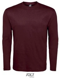 SOLS Langarmshirt Monarch Herren T-Shirt Dunkelrot/Bordeaux