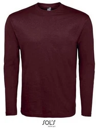 SOLS Langarmshirt Monarch Herren T-Shirt Dunkelrot/Bordeaux