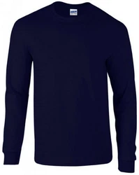 Gildan Langarmshirt Ultra Cotton Long Sleeve Herren T-Shirt Dunkelblau/Blau