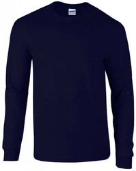 Gildan Langarmshirt Ultra Cotton Long Sleeve Herren T-Shirt Dunkelblau/Blau