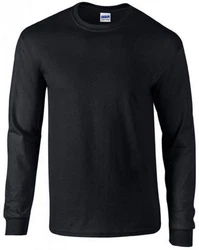 Gildan Langarmshirt Ultra Cotton Long Sleeve Herren T-Shirt Schwarz/Dunkelblau