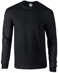 Gildan Langarmshirt Ultra Cotton Long Sleeve Herren T-Shirt Schwarz/Dunkelblau
