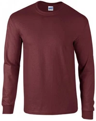 Gildan Langarmshirt Ultra Cotton Long Sleeve Herren T-Shirt Dunkelrot/Bordeaux