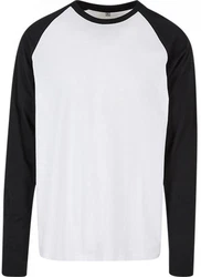 Build Your Brand Contrast Raglan Langarmshirt Herren Weiß/Schwarz