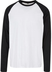Build Your Brand Contrast Raglan Langarmshirt Herren Weiß/Schwarz