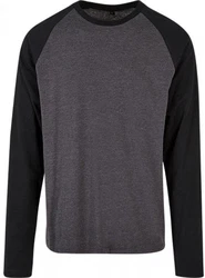 Build Your Brand Contrast Raglan Langarmshirt Herren Dunkelgrau/Grau/Hellgrau/Dunkelblau