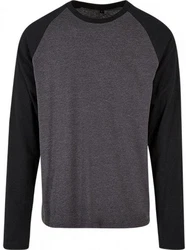 Build Your Brand Contrast Raglan Langarmshirt Herren Dunkelgrau/Grau/Hellgrau/Dunkelblau