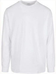 Build Your Brand Langarmshirt Herren Shirt Organic Longsleeve Weiß/Grau/Creme
