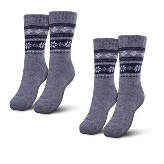 Bestlivings Kuschelsocken Haussocken Norweger Dunkelblau/Grau/Dunkelgrau
