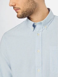 SELECTED HOMME Langarmhemd Rick (1-tlg) hellblau/wei