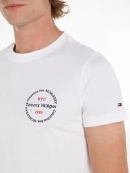 Tommy Hilfiger T-Shirt HILFIGER ROUNDLE TEE Creme/Weiß