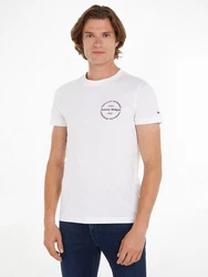 Tommy Hilfiger T-Shirt HILFIGER ROUNDLE TEE Creme/Weiß