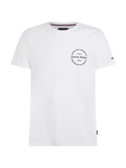 Tommy Hilfiger T-Shirt HILFIGER ROUNDLE TEE Creme/Weiß