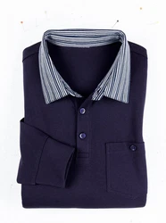 Sieh an! T-Shirt Langarm-Poloshirt Dunkelblau