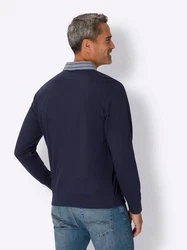 Sieh an! T-Shirt Langarm-Poloshirt Dunkelblau