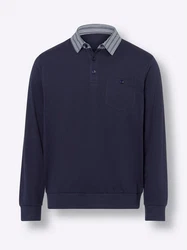 Sieh an! T-Shirt Langarm-Poloshirt Dunkelblau
