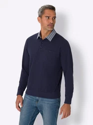 Sieh an! T-Shirt Langarm-Poloshirt Dunkelblau