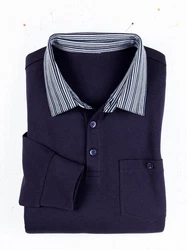 Sieh an! T-Shirt Langarm-Poloshirt Dunkelblau