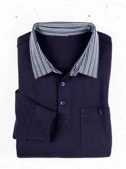 Sieh an! T-Shirt Langarm-Poloshirt Dunkelblau