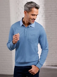 Sieh an! T-Shirt Langarm-Poloshirt Hellblau/Blau/Grau/Pastell