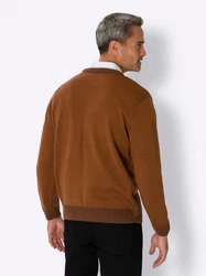 Sieh an! Strickpullover Rundhalsmodell Braun/Orange/Bordeaux