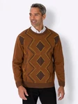 Sieh an! Strickpullover Rundhalsmodell Braun/Orange/Bordeaux