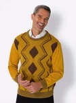 Sieh an! Strickpullover Rundhalsmodell Braun/Gelb/Bordeaux/Dunkelrot