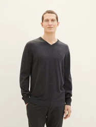 TOM TAILOR Strickpullover mit V-Ausschnitt dunkelgrau