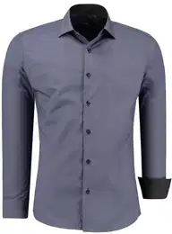 Businesshemd JH12105 Slim Fit Langarm Herren Hemd mit farblich abgesetzten Elementen, Langarm Kentkragen Uni