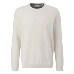 Rundhalspullover Pullover (1-tlg) Rundhals-Ausschnitt, langarm, Logo-Stickerei