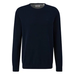 Rundhalspullover Pullover (1-tlg) Rundhals-Ausschnitt, langarm, Logo-Stickerei