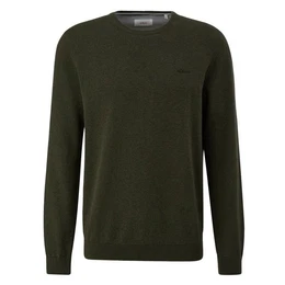 Rundhalspullover Pullover (1-tlg) Rundhals-Ausschnitt, langarm, Logo-Stickerei