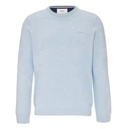 Rundhalspullover Pullover (1-tlg) Rundhals-Ausschnitt, langarm, Logo-Stickerei