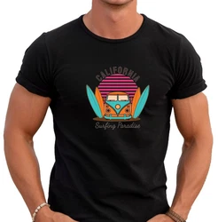 Banco Print-Shirt Sommer Surfen Beach Freizeitmode Urlaub Schwarz/Orange