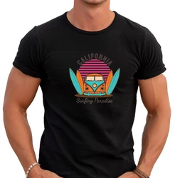 Banco Print-Shirt Sommer Surfen Beach Freizeitmode Urlaub Schwarz/Orange