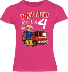 Shirtracer T-Shirt Tat Tata! Ich bin 4 Feuerwehrmann Sam Mädchen rot