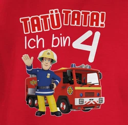 Shirtracer T-Shirt Tat Tata! Ich bin 4 Feuerwehrmann Sam Mädchen rot