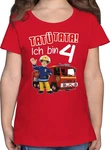 Shirtracer T-Shirt Tat Tata! Ich bin 4 Feuerwehrmann Sam Mädchen rot