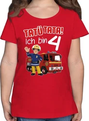 Shirtracer T-Shirt Tat Tata! Ich bin 4 Feuerwehrmann Sam Mädchen rot