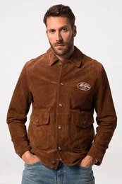 Lederjacke Lederjacke Leder Knopfleiste 2-Wege Taschen