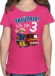 Shirtracer T-Shirt Tat Tata Ich bin 3 I Feuerwehrmann Sam Mädchen Rosa