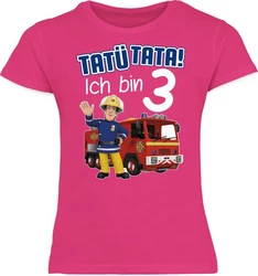 Shirtracer T-Shirt Tat Tata Ich bin 3 I Feuerwehrmann Sam Mädchen Rosa