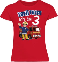 Shirtracer T-Shirt Tat Tata Ich bin 3 I Feuerwehrmann Sam Mädchen Rot