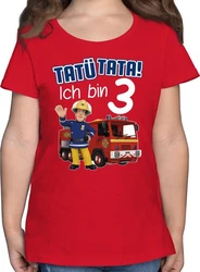 Shirtracer T-Shirt Tat Tata Ich bin 3 I Feuerwehrmann Sam Mädchen Rot